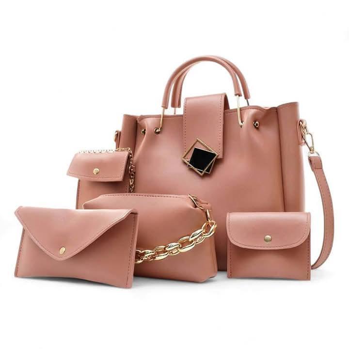 Elegance 5-in-1 Rexine Handbag Set – Stylish & Versatile