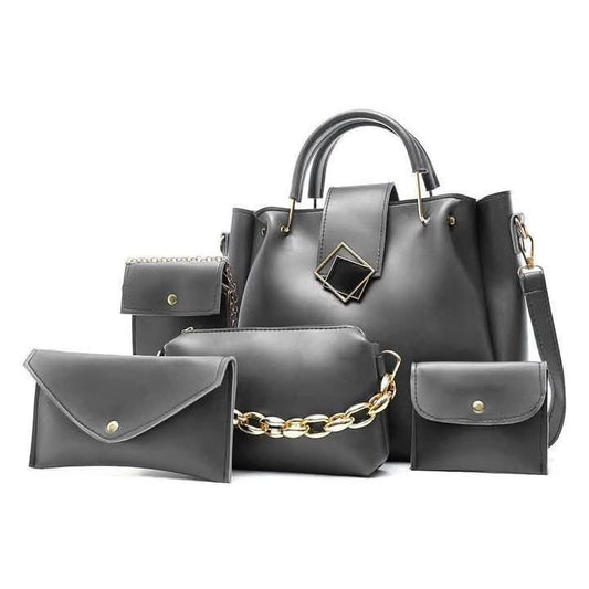 Elegance 5-in-1 Rexine Handbag Set – Stylish & Versatile