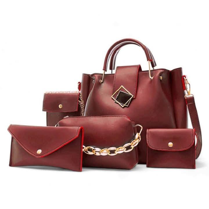 Elegance 5-in-1 Rexine Handbag Set – Stylish & Versatile